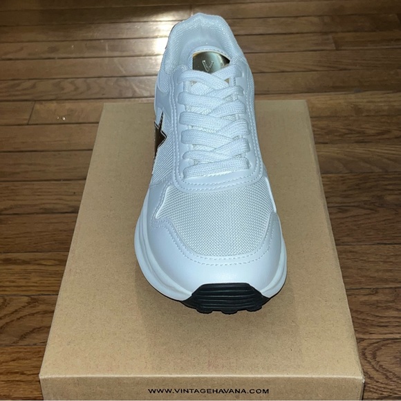 Vintage Havana Run Gold Star Fashion Sneaker White & Metallic Gold Women’s 7.5 - Picture 5 of 10